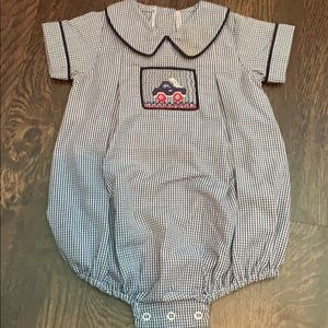 Smocked bubble baby boy outfit